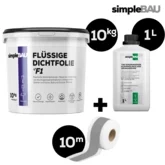 DICHT-SET: FLÜSSIGE DICHTFOLIE F1 10 kg+ Tief eindringende, kleinmolekulare Grundierung 1L + Dichtband 10m