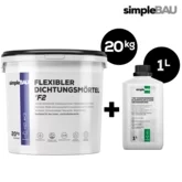 FLEXIBLER DICHTUNGSMÖRTEL F2 20KG + TIEFENGRUND 1L flüssigfolie, duschabdichtung set, duschabdichtung, abdichtung dusche, flüssigfolie dusche, dichtband dusche