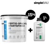 FERTIG-SPACHTEL START&FINISH S1 15KG + TIEFENGRUND 1L spachtelmasse, fertigspachtel weiß innen, spachtelmasse weiß, spachtelmasse weiß innen, gips, reparaturspachtel