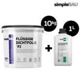 simpleBAU FLÜSSIGE DICHTFOLIE F1 10KG + TIEFENGRUND 1L flüssigfolie, duschabdichtung set, duschabdichtung, abdichtung dusche, flüssigfolie dusche, dichtband dusche