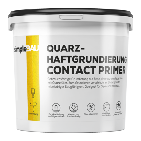 Quarz-Haftgrundierung CONTACT PRIMER simpleBAU betonkontakt, Haftbrücke, Haftputzgrund, Putzgrund, Betonuntergründe, Betonfarbe, grundierung wand innen, Quarzgrund Putzgrund, Putz Primer weiß