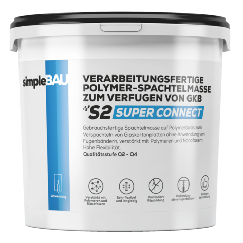 POLYMER-SPACHTELMASSE ZUM VERFUGEN VON GKB S2 simpleBAU spachtelmasse, fertigspachtel weiß innen, spachtelmasse weiß, spachtelmasse weiß innen, gips, reparaturspachtel