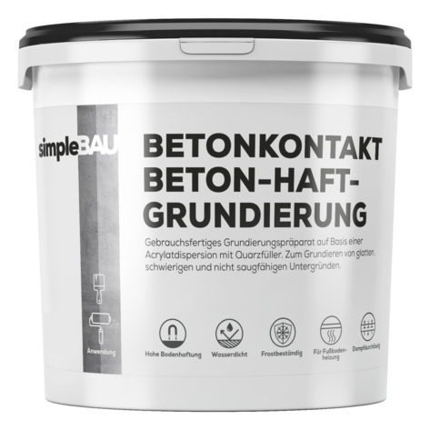 BETONKONTAKT - BETON-HAFTGRUNDIERUNG simpleBAU betonkontakt, Haftbrücke, Haftputzgrund, Putzgrund, Betonuntergründe, Betonfarbe, grundierung wand innen, Quarzgrund Putzgrund, Putz Primer weiß
